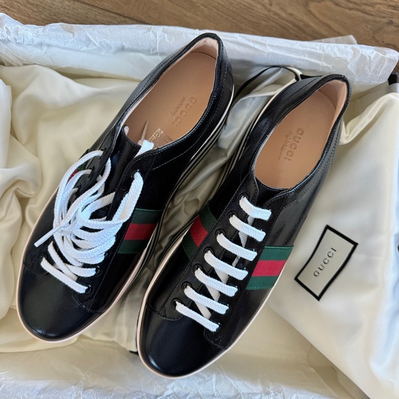 GUCCI Peggy Platform Black and White Stripe Sneakers Size EU 41 / US 11 - Picture 5 of 15